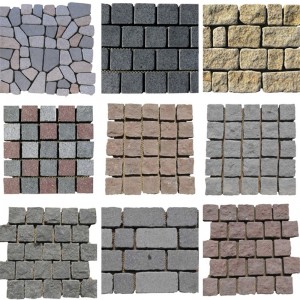 Patrón de pavimentación de abanico de granito de piedra